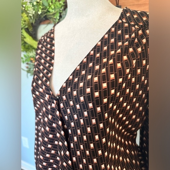 Xl in San Francisco dressy vintage 90s y2k going out top shirt brown black geo - Picture 6 of 8
